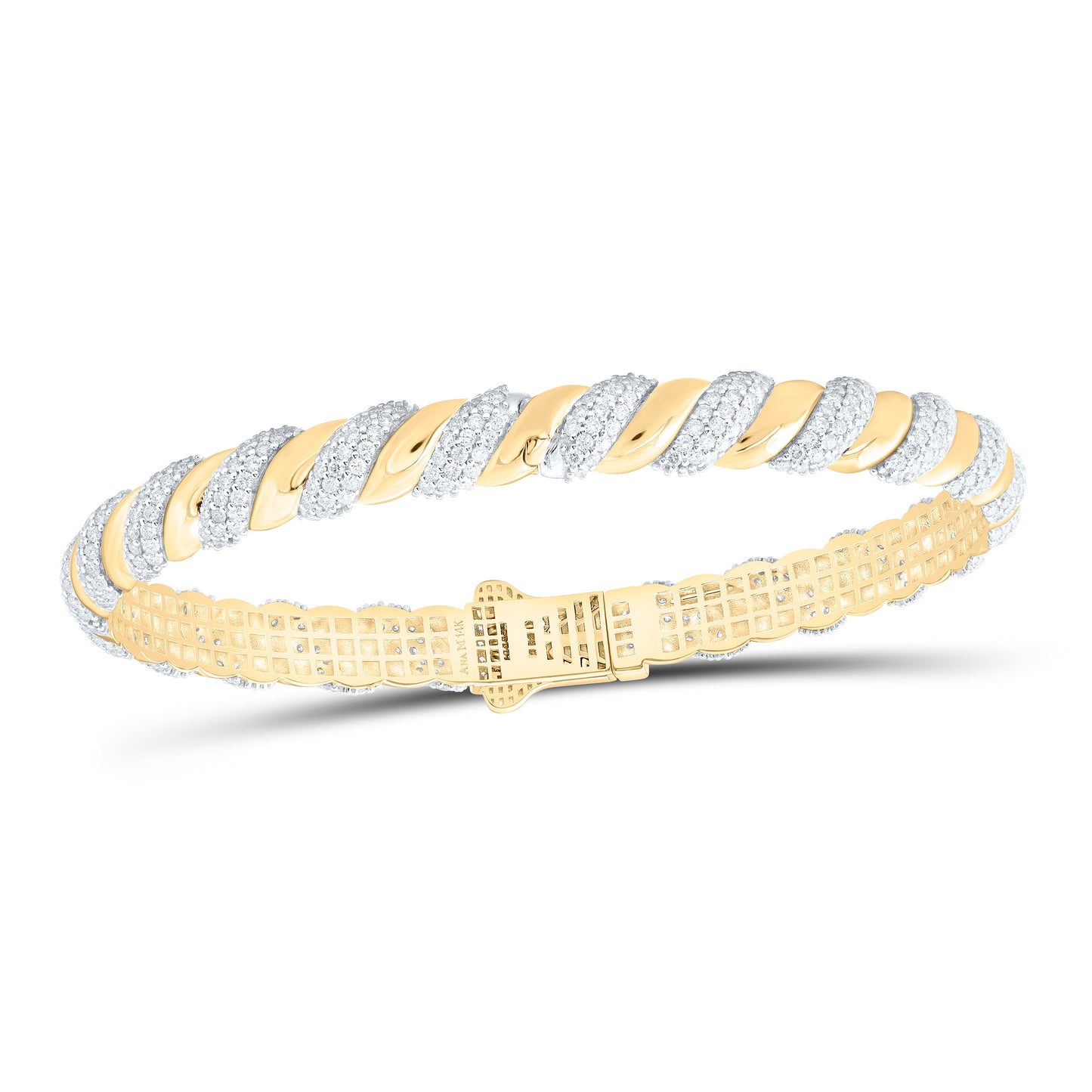 14K Yellow Gold 3 Cttw Natural Diamond Fashion Bangle (60X50Mm)