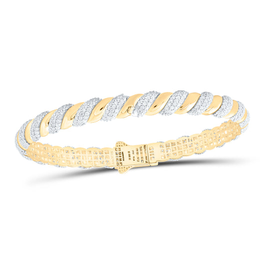 14K Yellow Gold 3 Cttw Natural Diamond Fashion Bangle (60X50Mm)