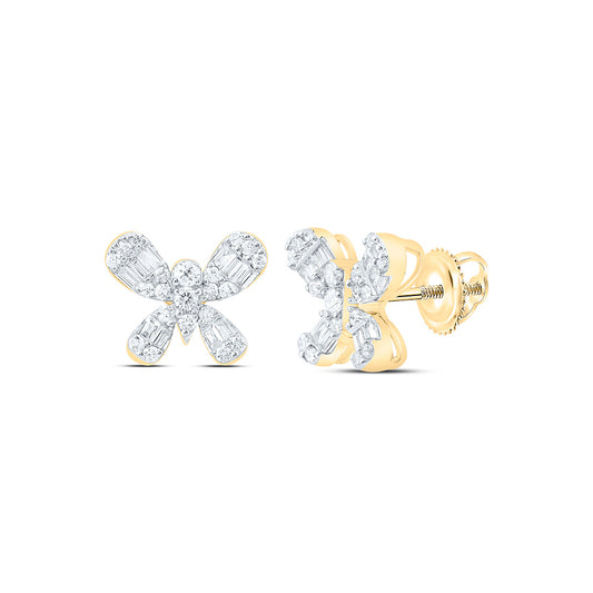 14K Yellow Or White Gold 3/8Cttw Natural Diamond Fashion Butterfly Earring