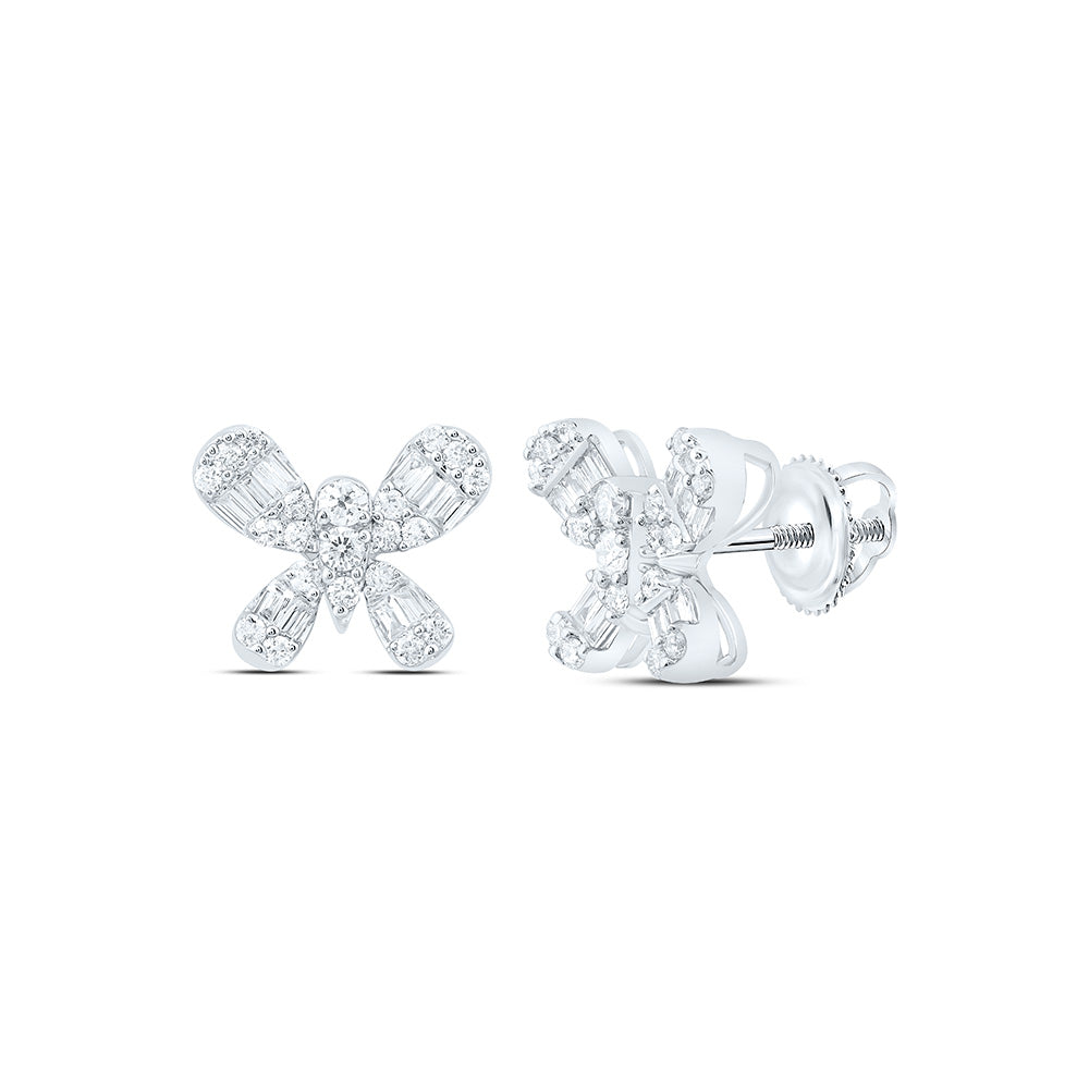 14K Yellow Or White Gold 3/8Cttw Natural Diamond Fashion Butterfly Earring