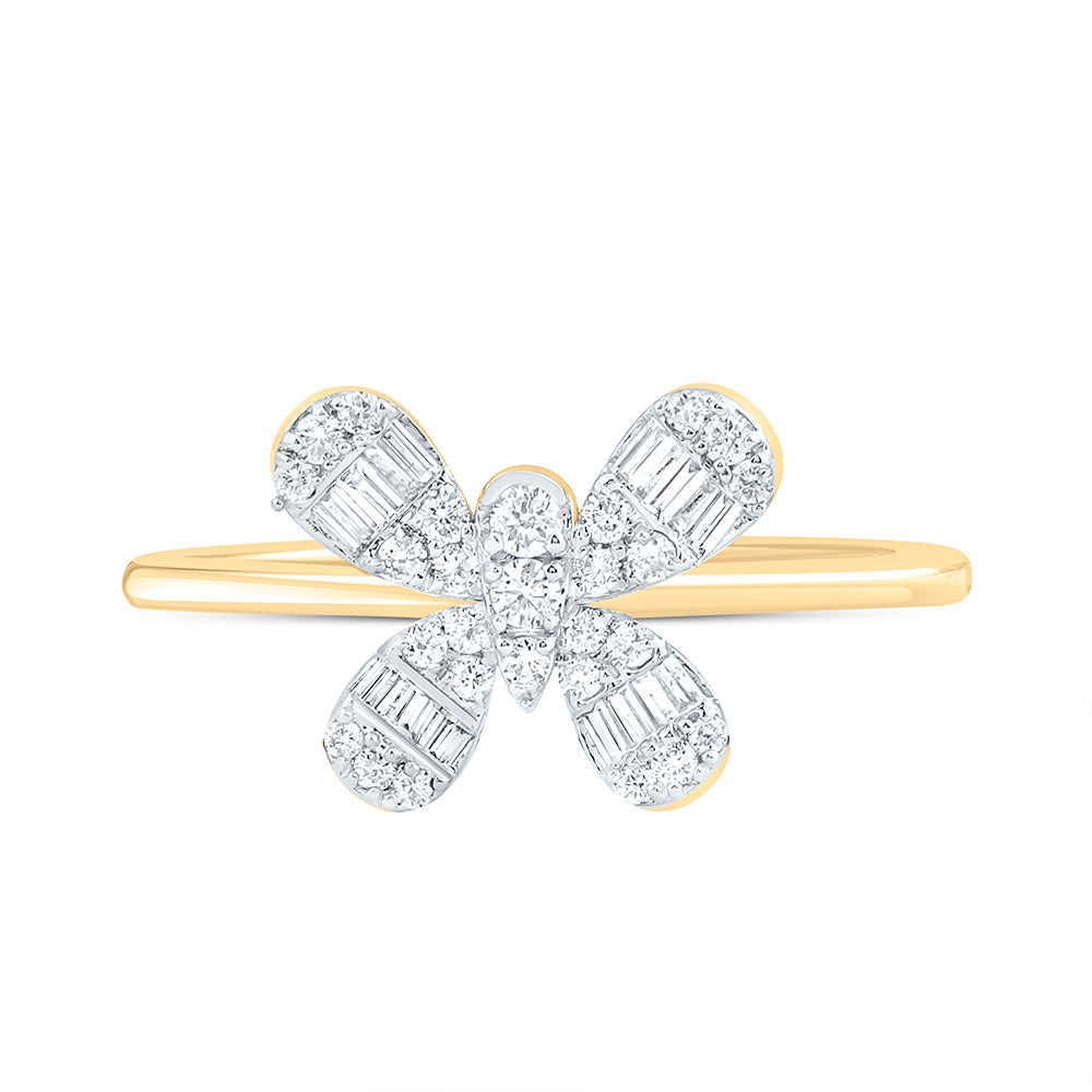 14K Yellow Or White Gold 1/3Cttw Natural Diamond Fashion Butterfly Ring