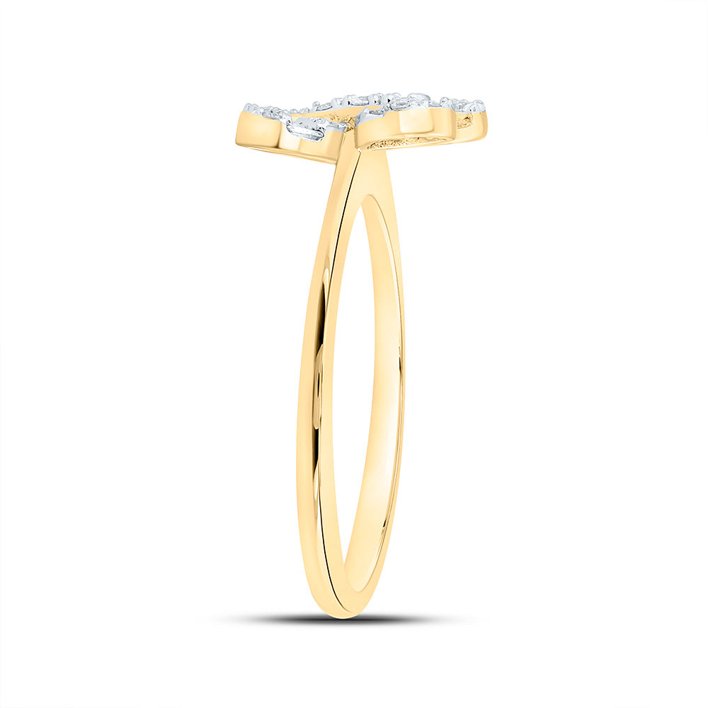 14K Yellow Or White Gold 1/3Cttw Natural Diamond Fashion Butterfly Ring