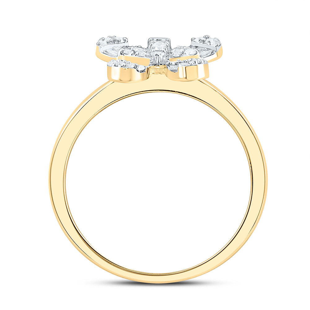 14K Yellow Or White Gold 1/3Cttw Natural Diamond Fashion Butterfly Ring