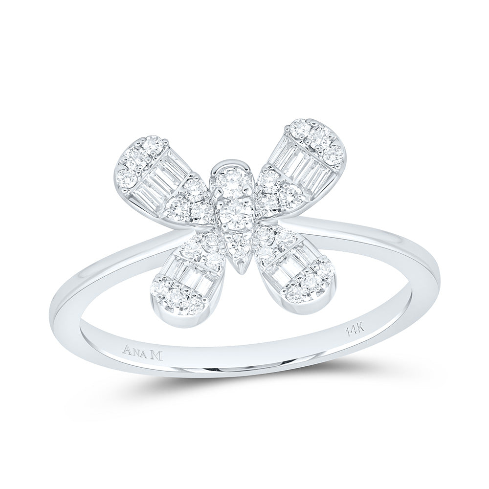 14K Yellow Or White Gold 1/3Cttw Natural Diamond Fashion Butterfly Ring