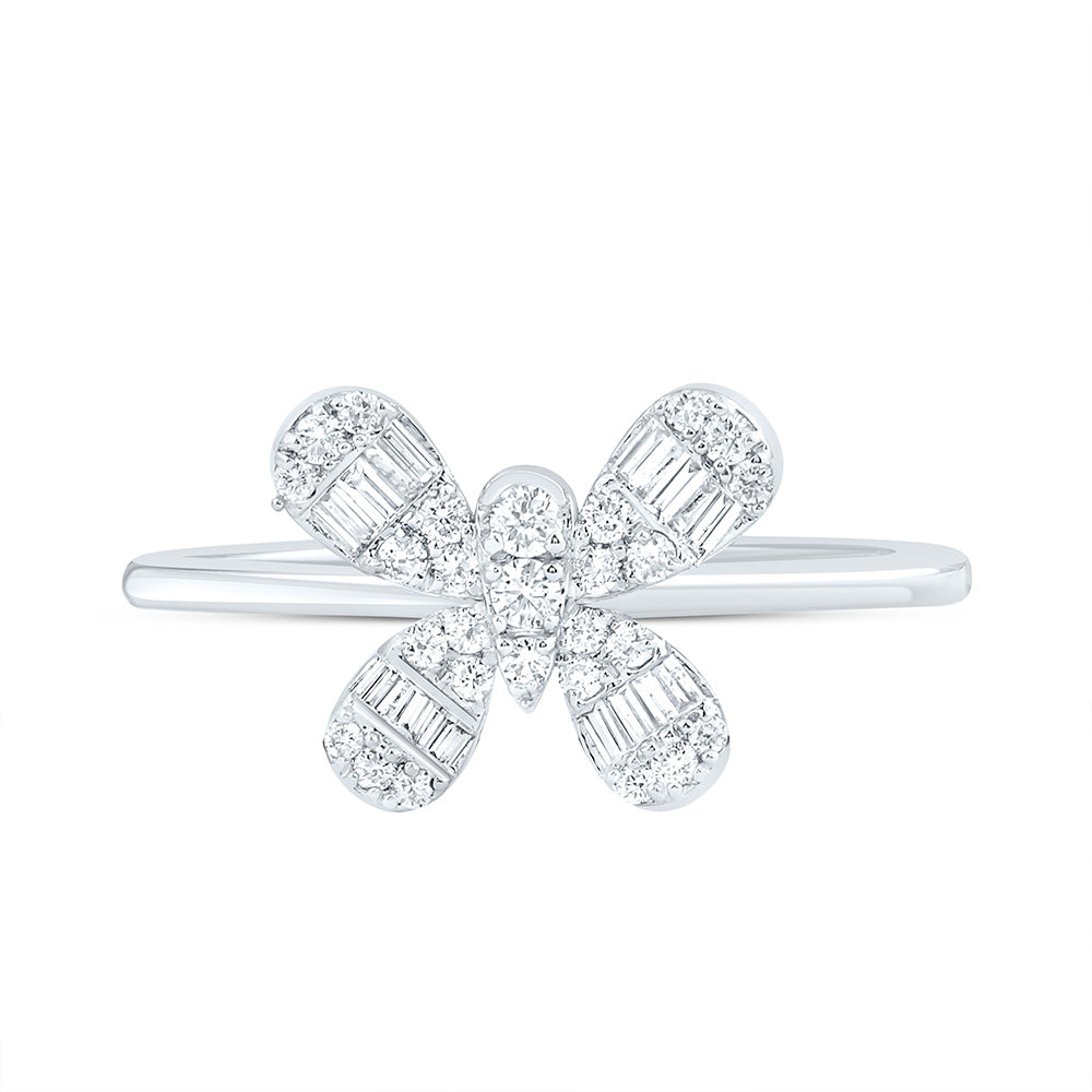 14K Yellow Or White Gold 1/3Cttw Natural Diamond Fashion Butterfly Ring