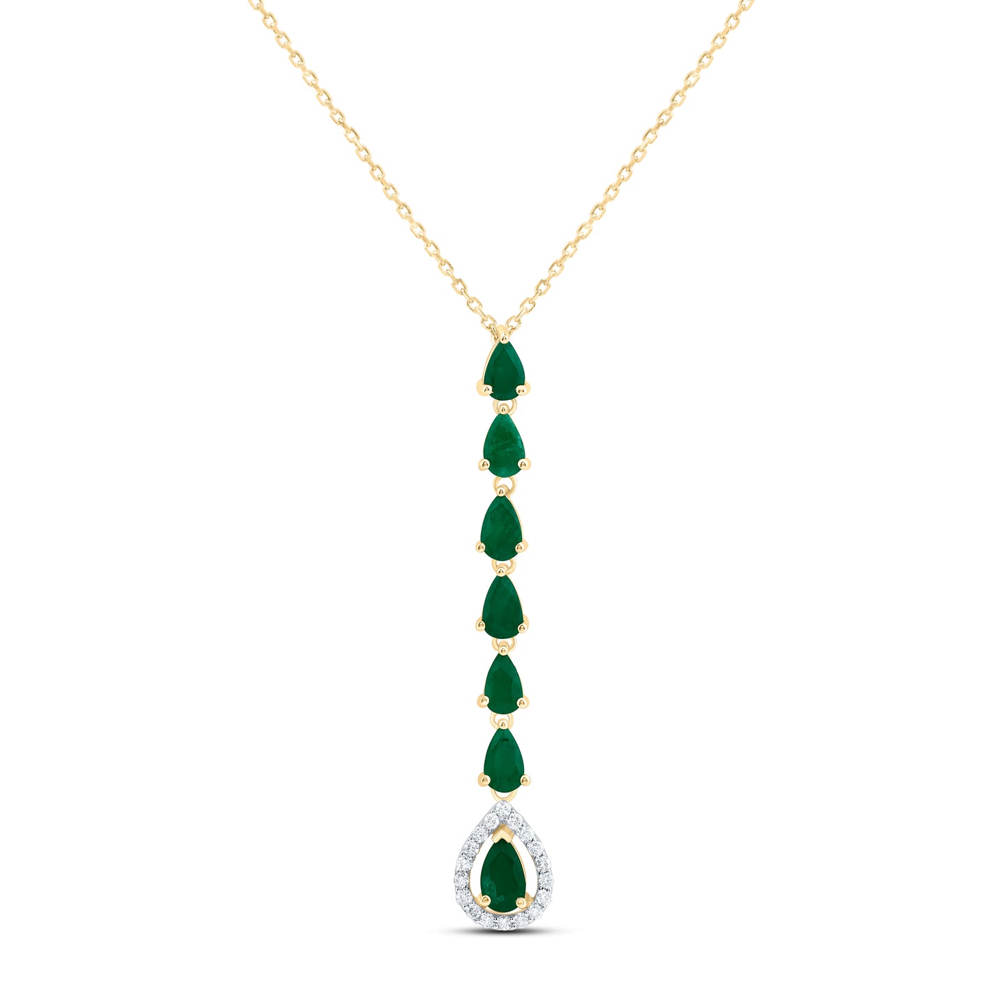 14K Yellow Or White Gold 1/8Ctw Natural Diamond Ana M Pear Natural Gem Pear Necklace (18 Inch)