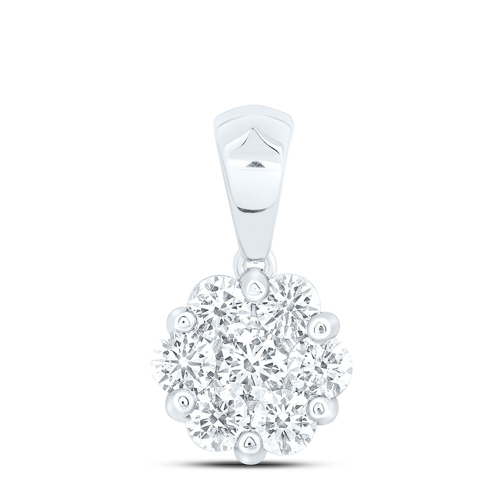 14K Yellow Or White Gold 1/2Cttw Natural Diamond Fashion Flower Pendant