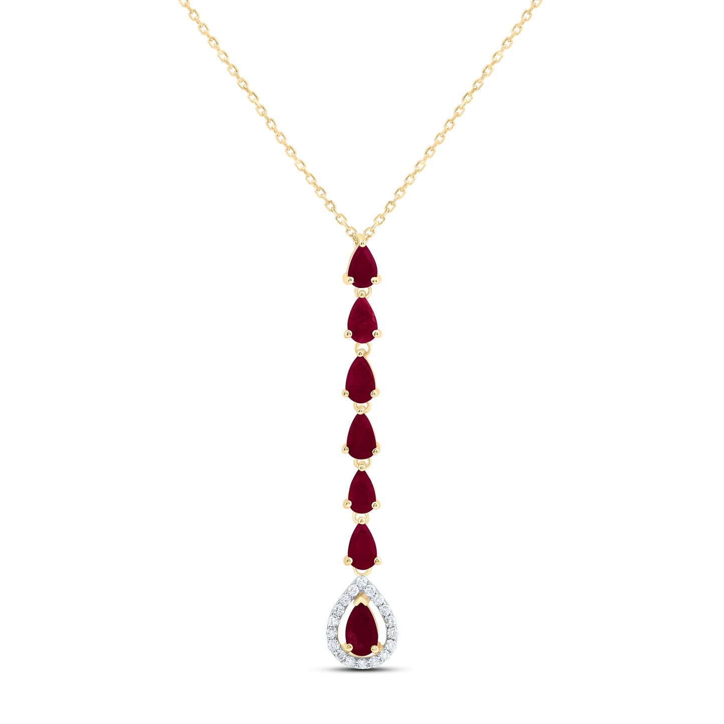 14K Yellow Or White Gold 1/8Ctw Natural Diamond Ana M Pear Natural Gem Pear Necklace (18 Inch)