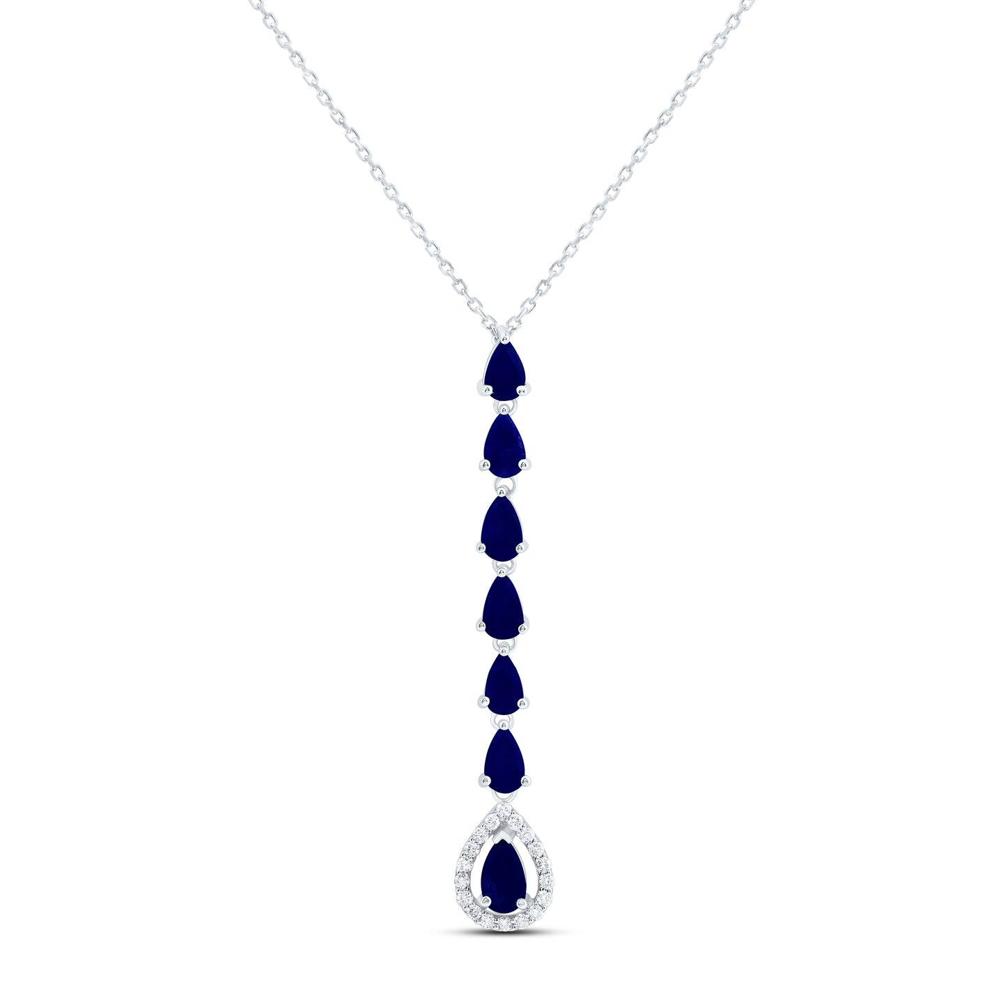 14K Yellow Or White Gold 1/8Ctw Natural Diamond Ana M Pear Natural Gem Pear Necklace (18 Inch)