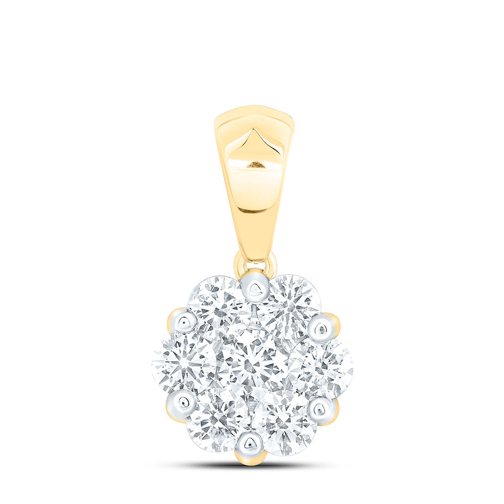 14K Yellow Or White Gold 5/8Cttw Natural Diamond Fashion Flower Pendant