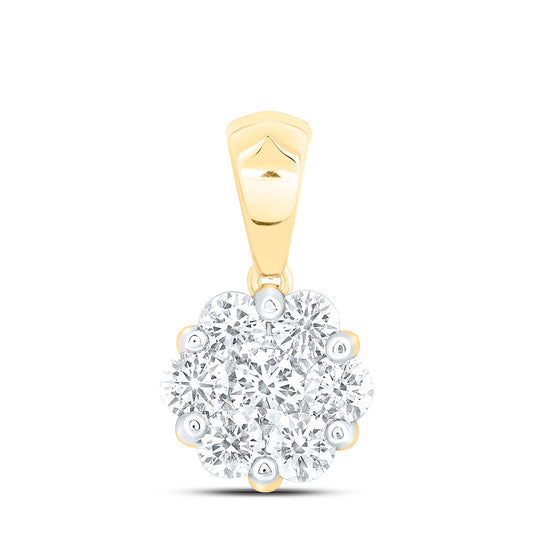 14K Yellow Or White Gold 5/8Cttw Natural Diamond Fashion Flower Pendant