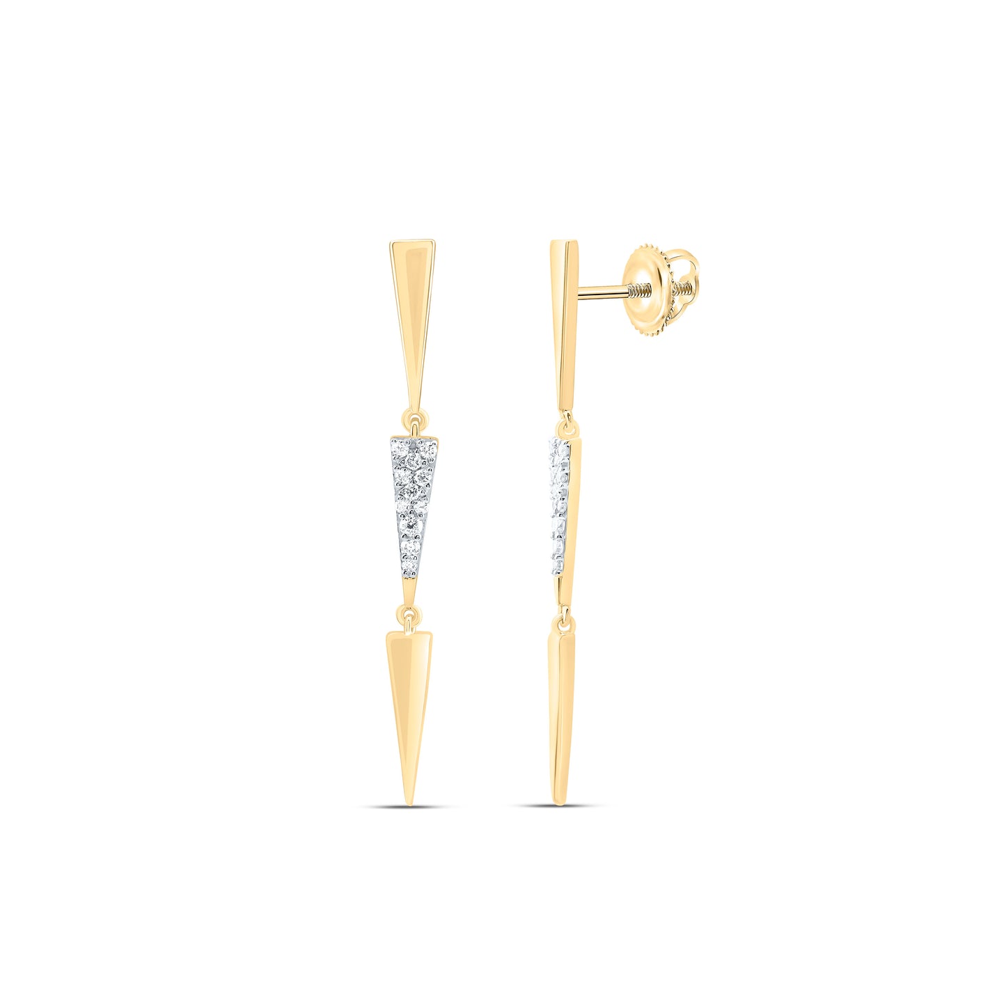 14K Yellow Gold 1/6Ctw Natural Diamond Ana M Fashion Dangling Earring