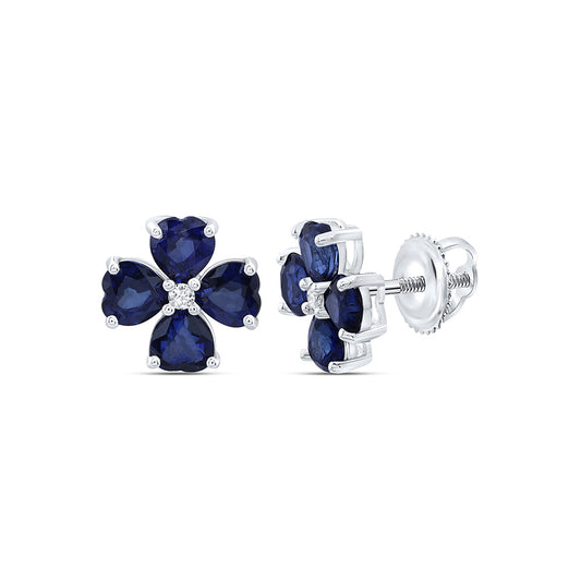 14K Yellow Or White Gold 0.03Cttw Natural Diamond Heart Gem Flower Earring