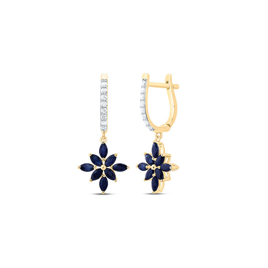 14K Yellow Or White Gold 1/5Cttw Natural Diamond Marquise Gem Dangling Earring