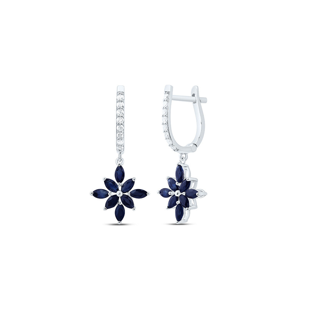 14K Yellow Or White Gold 1/5Cttw Natural Diamond Marquise Gem Dangling Earring