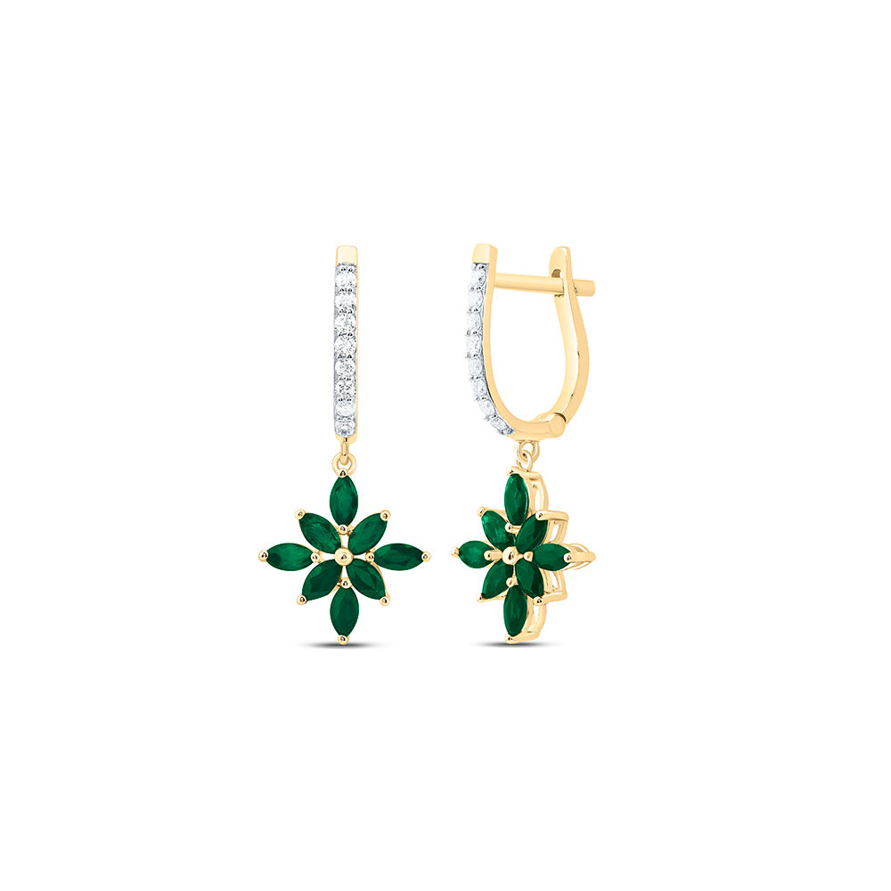 14K Yellow Or White Gold 1/5Cttw Natural Diamond Marquise Gem Dangling Earring