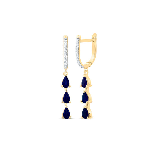 14K Yellow Or White Gold 1/5Cttw Natural Diamond Pear Gem Dangling Earring