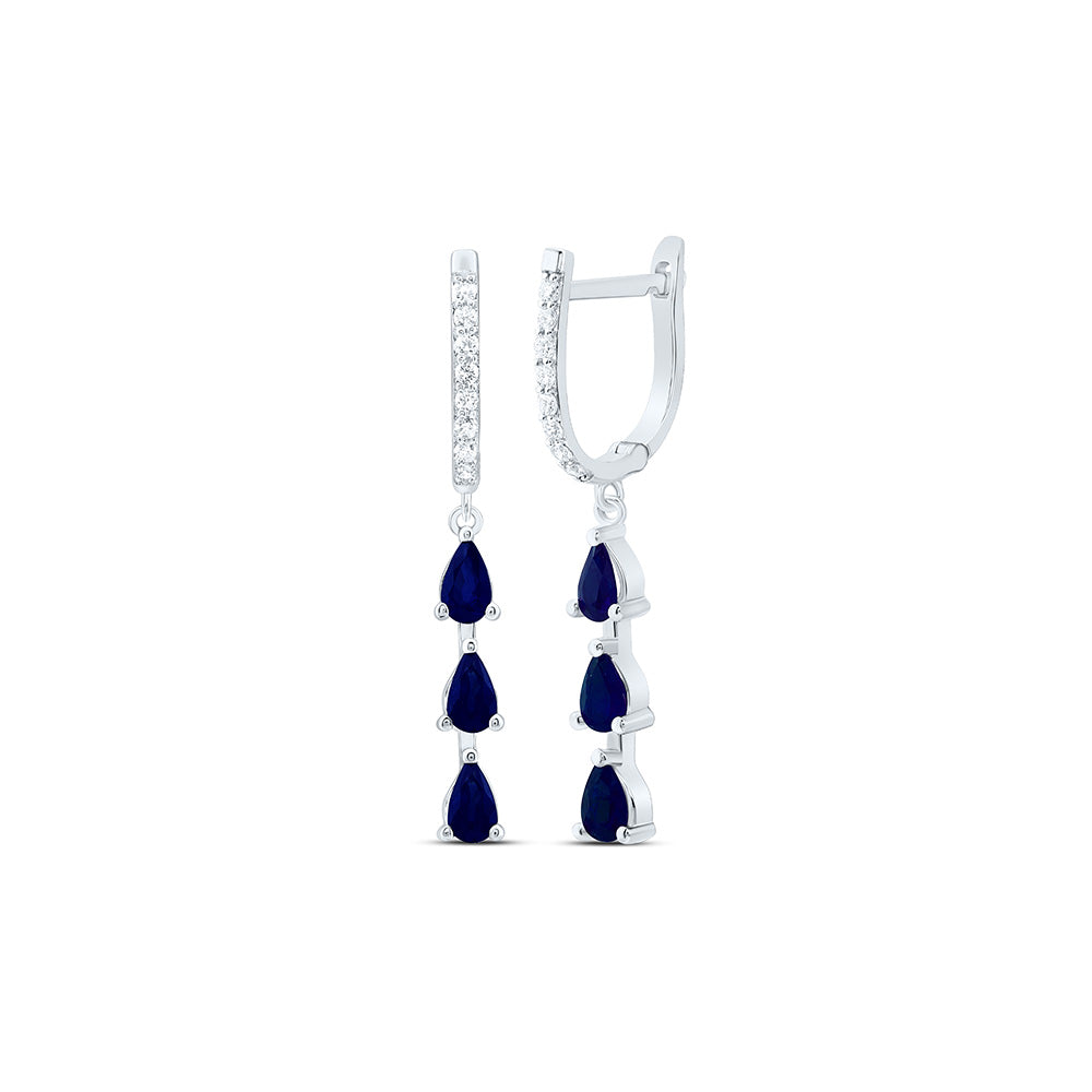 14K Yellow Or White Gold 1/5Cttw Natural Diamond Pear Gem Dangling Earring