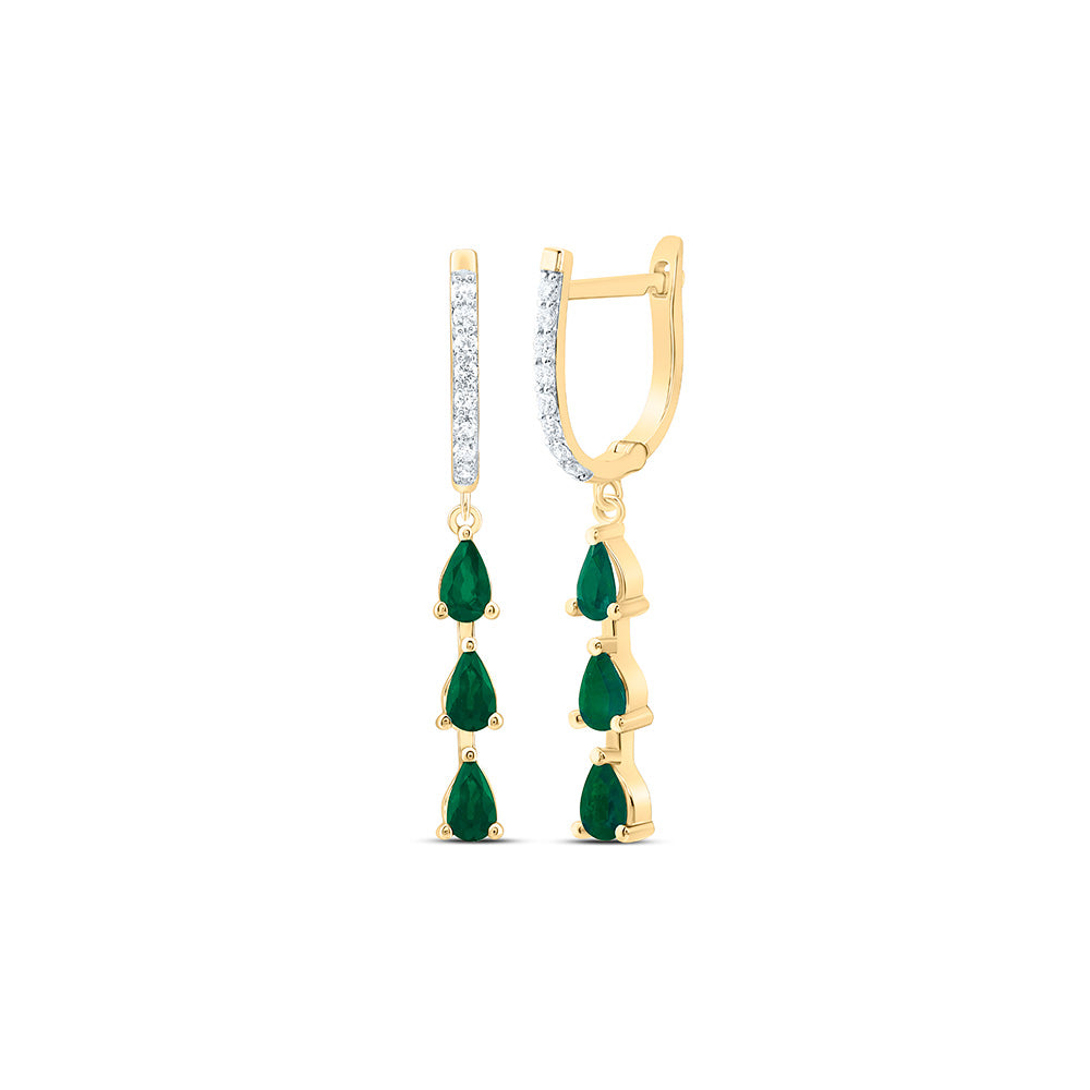 14K Yellow Or White Gold 1/5Cttw Natural Diamond Pear Gem Dangling Earring