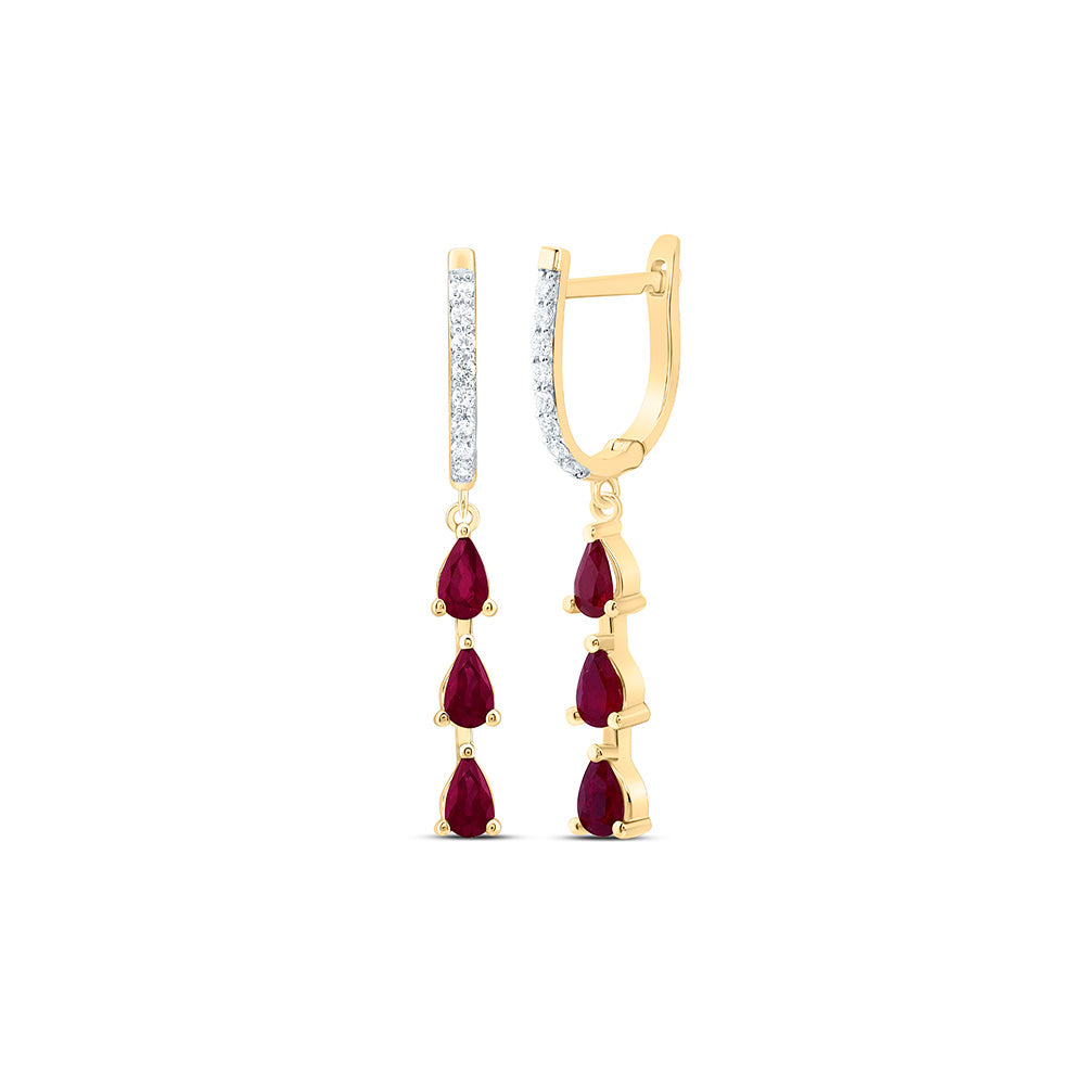 14K Yellow Or White Gold 1/5Cttw Natural Diamond Pear Gem Dangling Earring