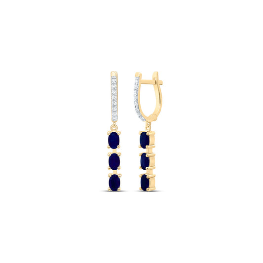 14K Yellow Or White Gold 1/5Cttw Natural Diamond Oval Gem Dangling Earring