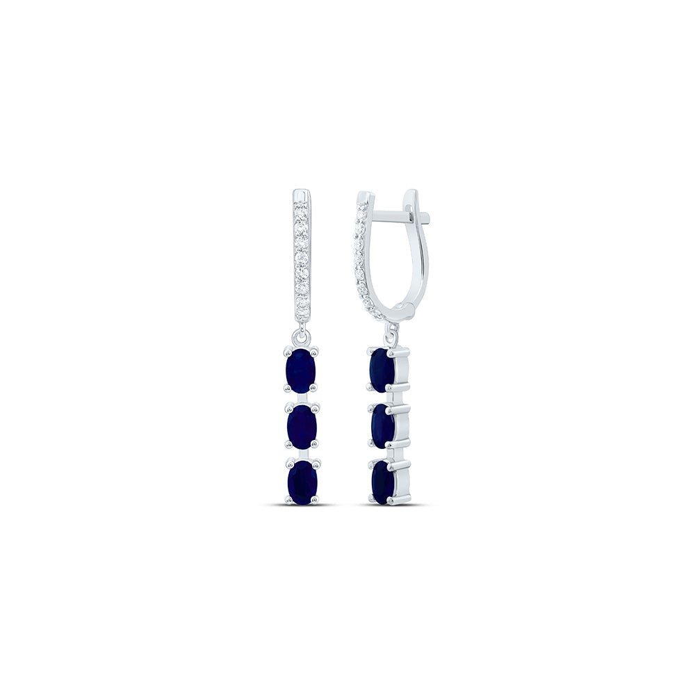 14K Yellow Or White Gold 1/5Cttw Natural Diamond Oval Gem Dangling Earring