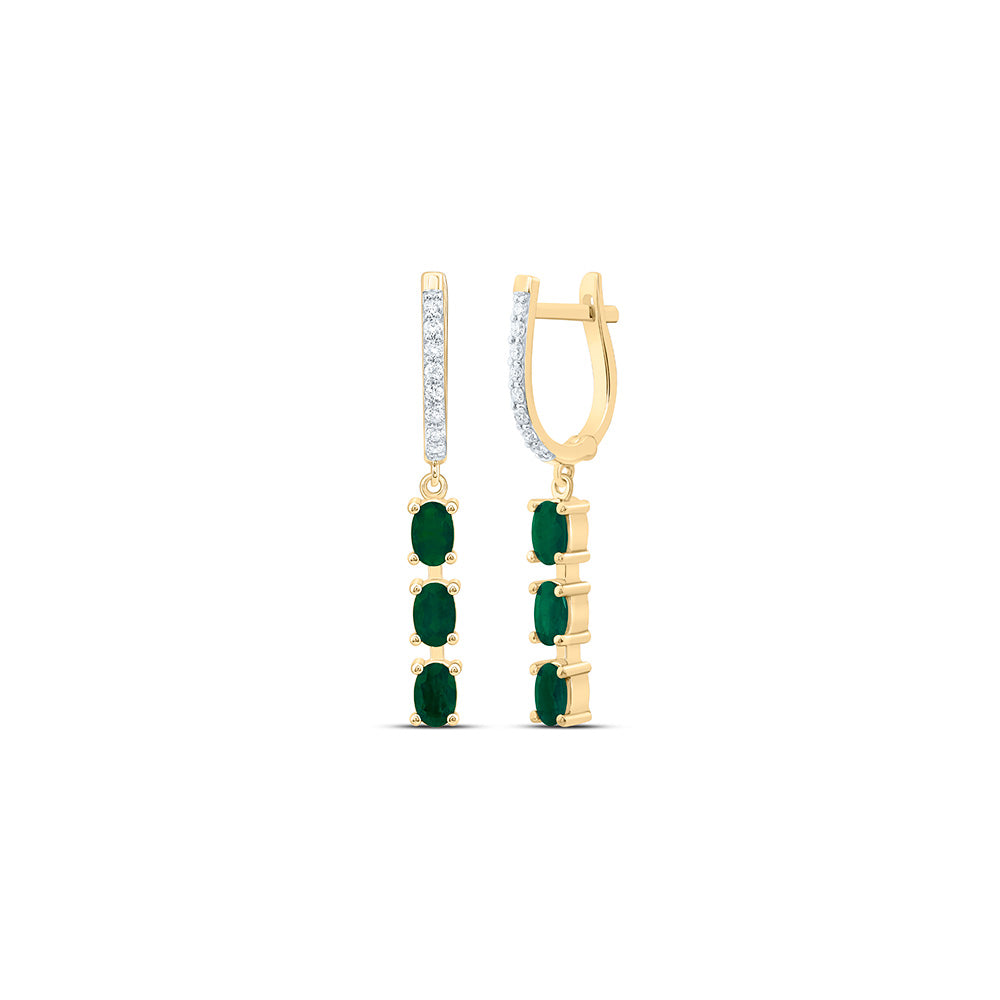 14K Yellow Or White Gold 1/5Cttw Natural Diamond Oval Gem Dangling Earring
