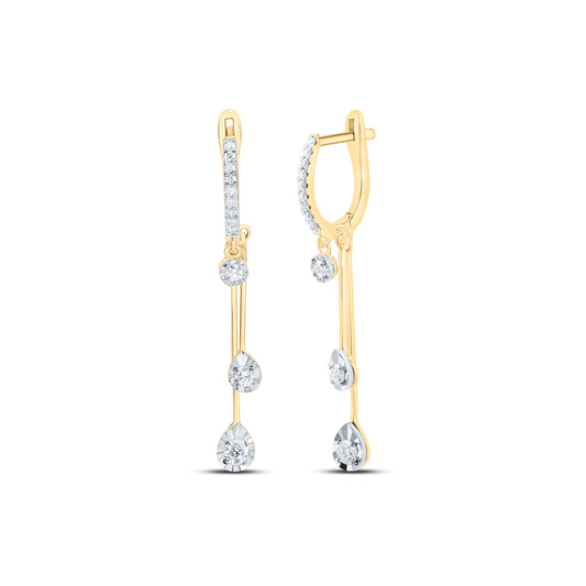 14K Yellow Or White Gold 1/2Cttw Natural Diamond Fashion Dangling Earring