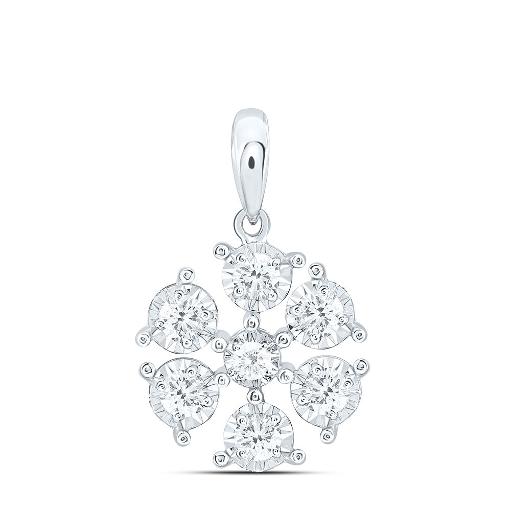 14K White Gold 3/8Cttw Natural Diamond Fashion Pendant