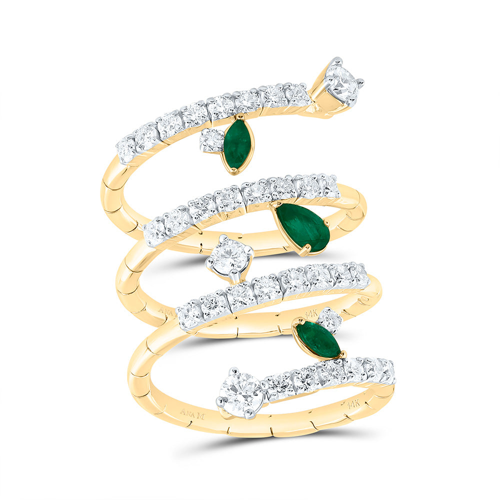 14K Yellow Or White Gold 1 3/8Cttw Natural Diamond 5X3Mm Pear & Marquise Gem Ring