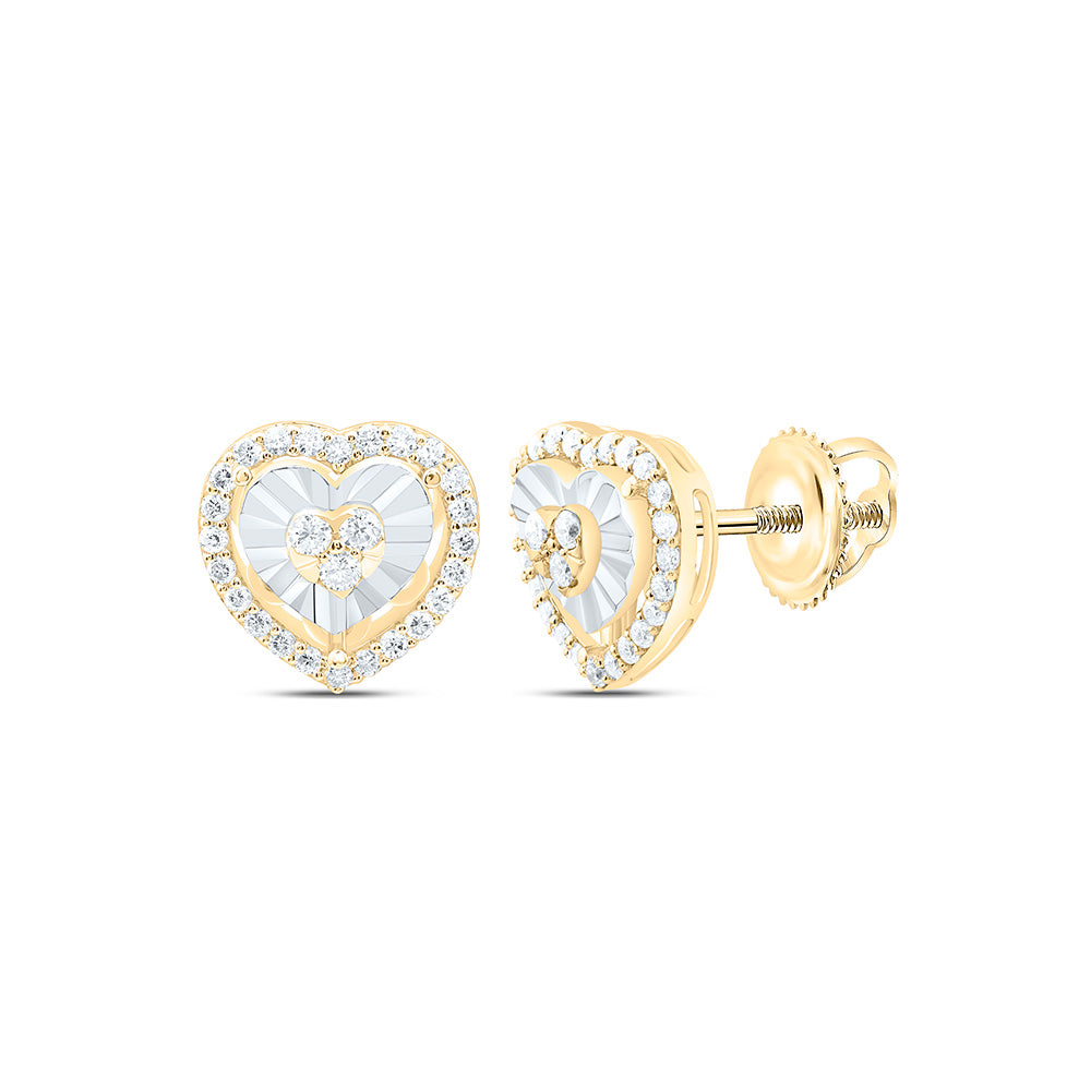 14K Yellow Or White Gold 1/3Cttw Natural Diamond Fashion Heart Earring