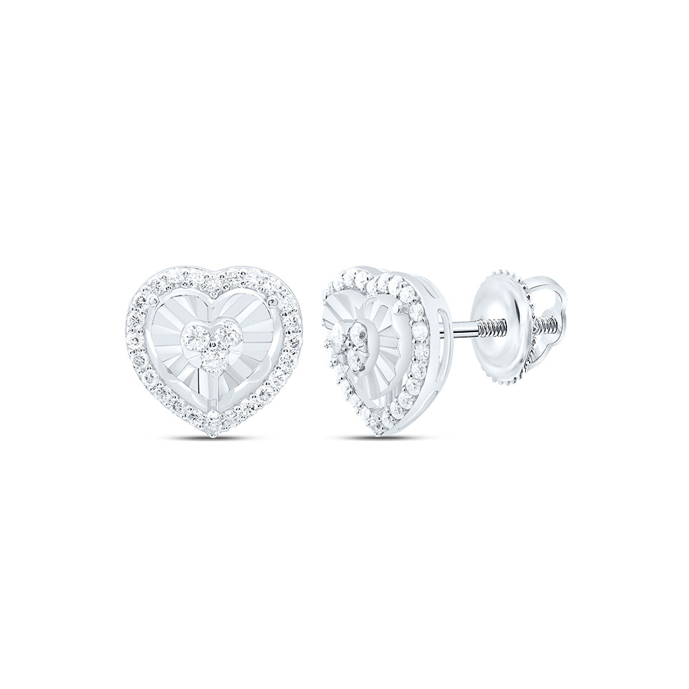 14K Yellow Or White Gold 1/3Cttw Natural Diamond Fashion Heart Earring