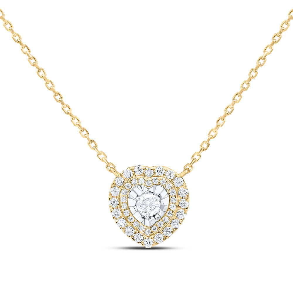 14K Yellow Or White Gold 3/8Cttw Natural Diamond Fashion Heart Necklace (18 Inch)