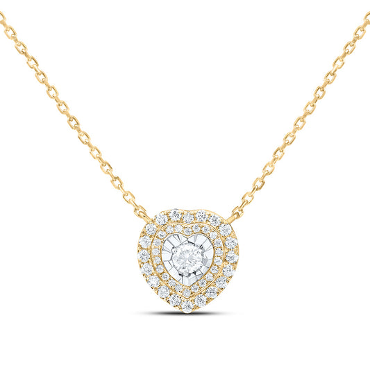 14K Yellow Or White Gold 3/8Cttw Natural Diamond Fashion Heart Necklace (18 Inch)