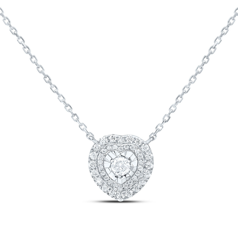 14K Yellow Or White Gold 3/8Cttw Natural Diamond Fashion Heart Necklace (18 Inch)