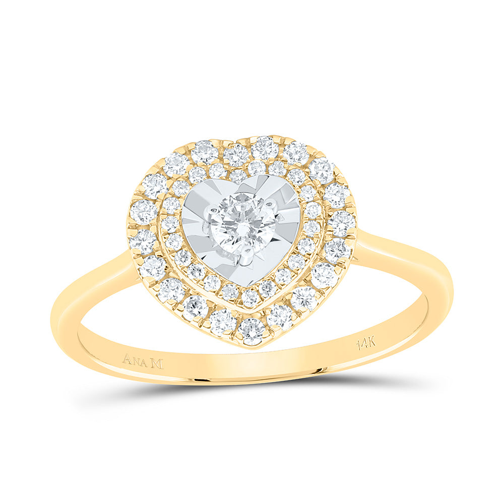 14K Yellow Or White Gold 3/8Cttw Natural Diamond Fashion Heart Ring