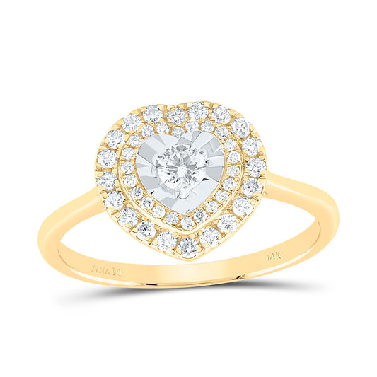 14K Yellow Or White Gold 3/8Cttw Natural Diamond Fashion Heart Ring