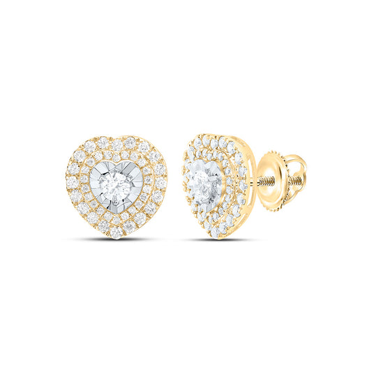 14K Yellow Or White Gold 3/4Cttw Natural Diamond Fashion Heart Earring