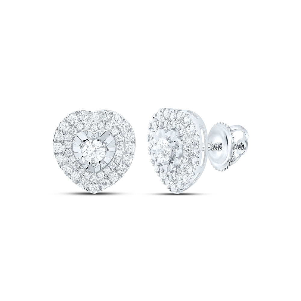 14K Yellow Or White Gold 3/4Cttw Natural Diamond Fashion Heart Earring