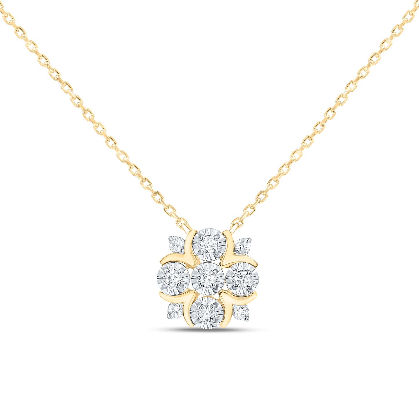 14K Yellow Or White Gold 1/12Cttw Natural Diamond Fashion Round Necklace (18 Inch)