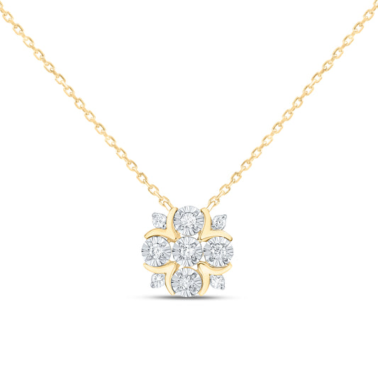 14K Yellow Or White Gold 1/12Cttw Natural Diamond Fashion Round Necklace (18 Inch)