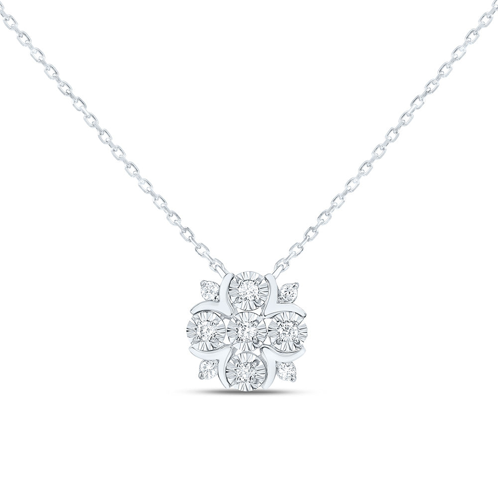 14K Yellow Or White Gold 1/12Cttw Natural Diamond Fashion Round Necklace (18 Inch)