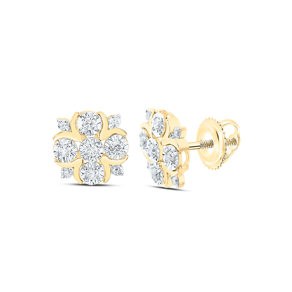 14K Yellow Or White Gold 1/6Cttw Natural Diamond Fashion Round Earring
