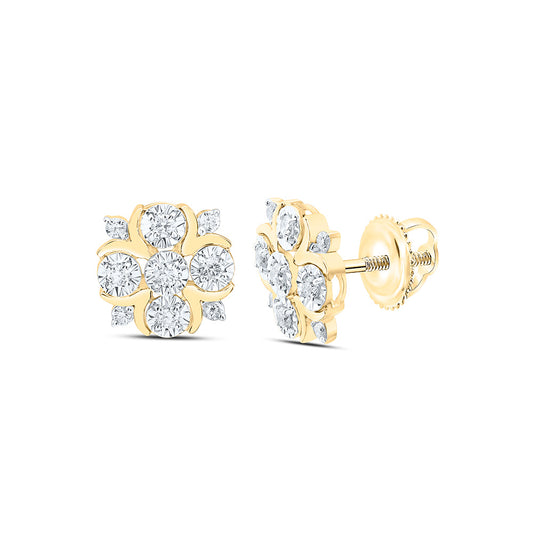 14K Yellow Or White Gold 1/6Cttw Natural Diamond Fashion Round Earring