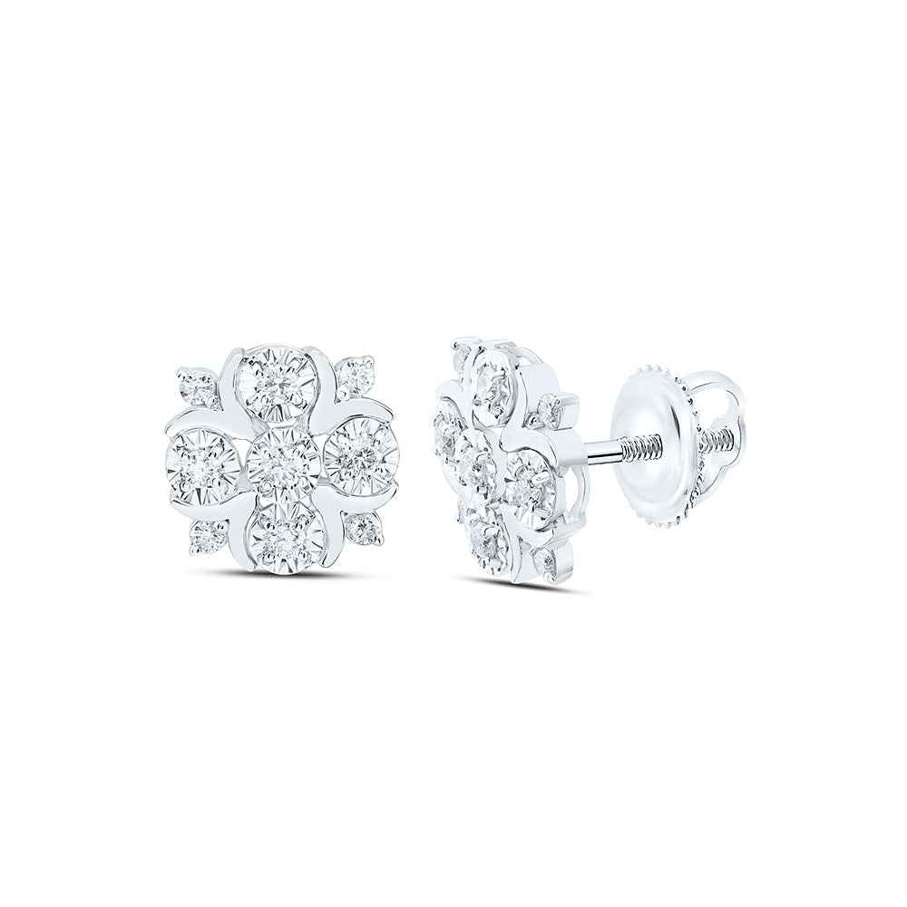 14K Yellow Or White Gold 1/6Cttw Natural Diamond Fashion Round Earring