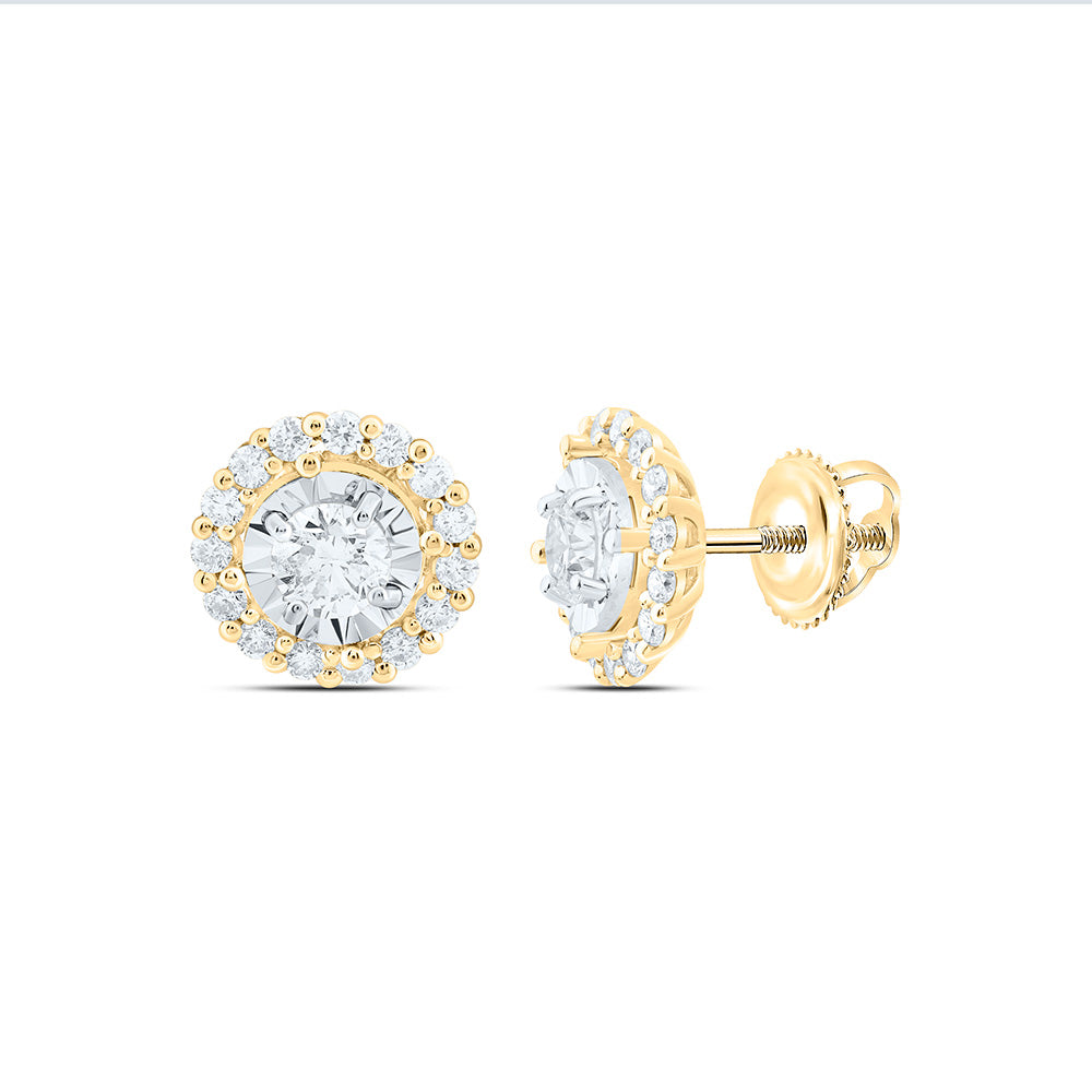 14K Yellow Or White Gold 1Cttw Natural Diamond 1/2Cttw Center Round Fashion Round Earring