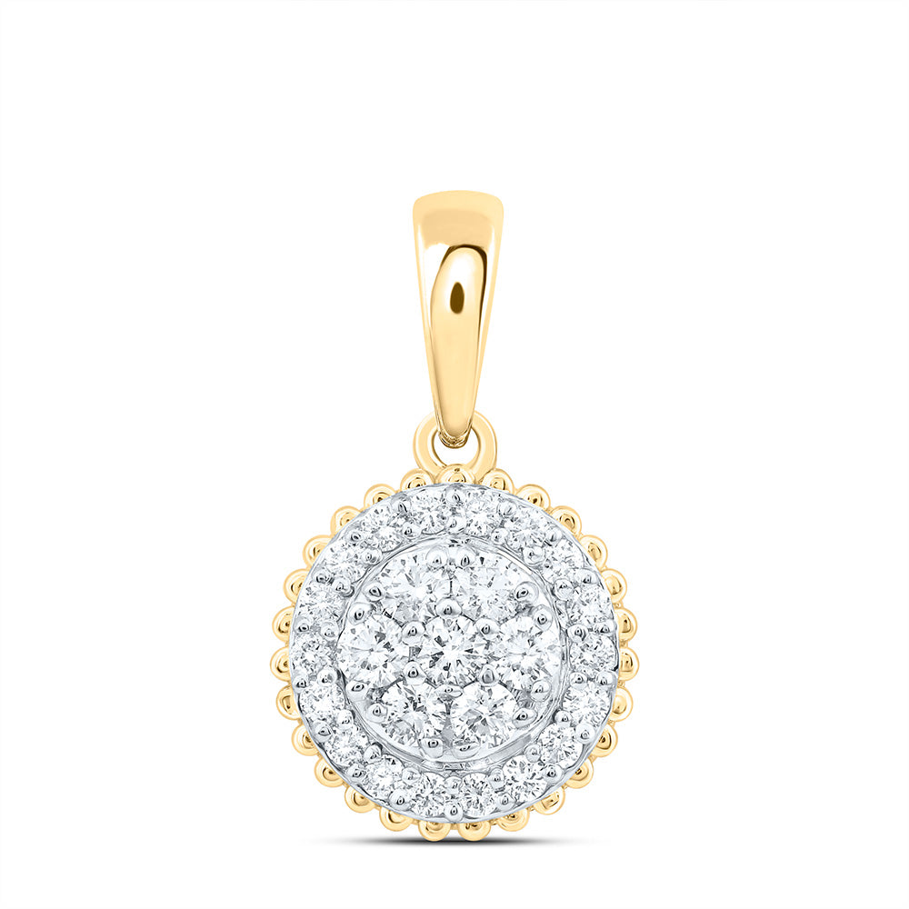 14K Yellow Or White Gold 3/8Cttw Natural Diamond Fashion Round Pendant