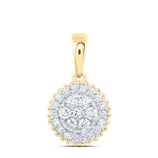 14K Yellow Or White Gold 3/8Cttw Natural Diamond Fashion Round Pendant