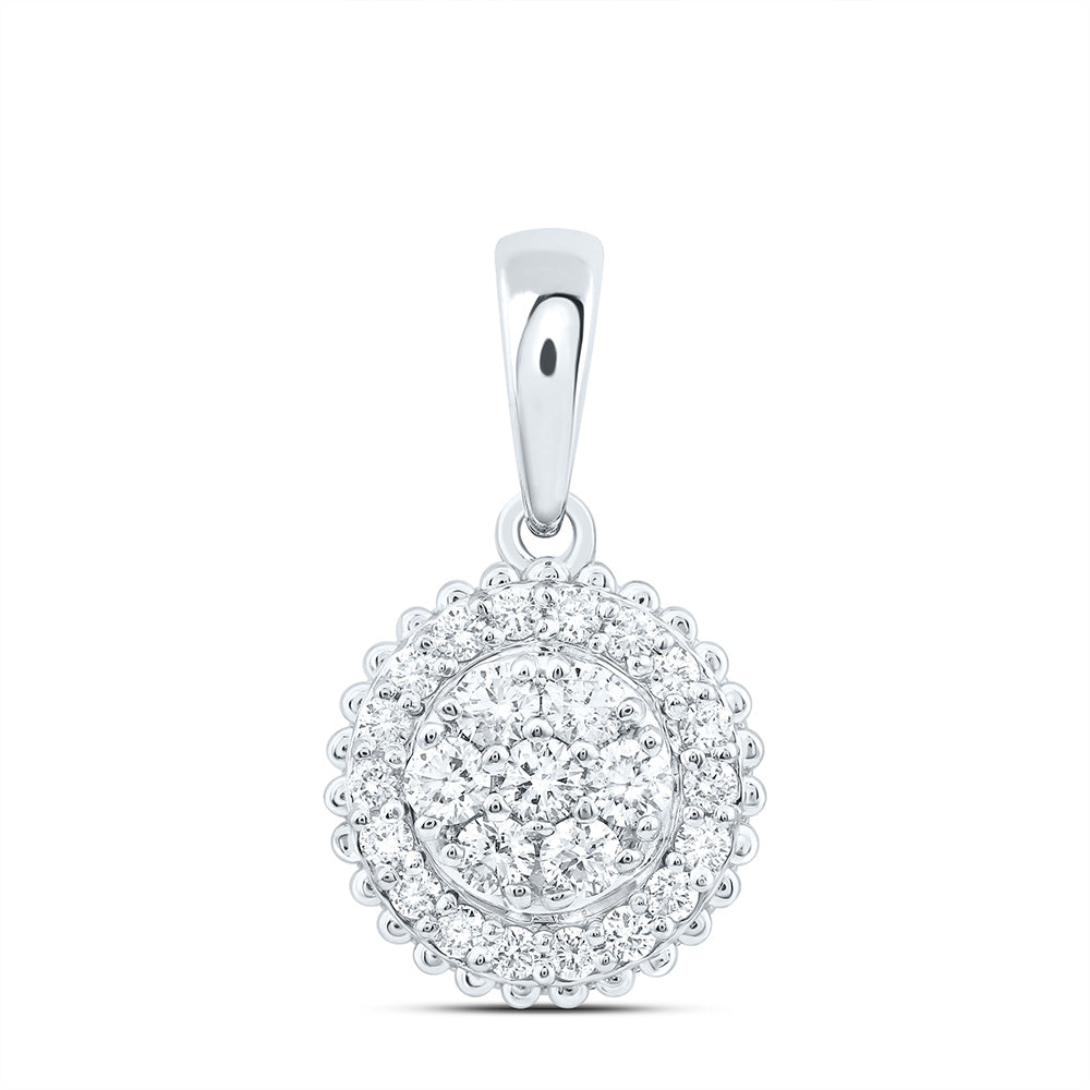 14K Yellow Or White Gold 3/8Cttw Natural Diamond Fashion Round Pendant