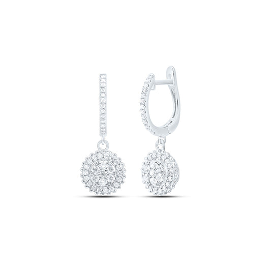 14K White Gold 5/8Cttw Natural Diamond Fashion Dangling Earring